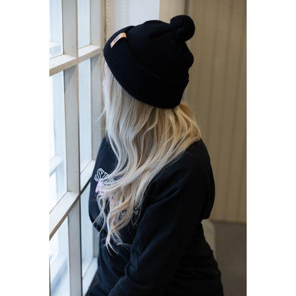 Tupsullinen merinopipo - Musta