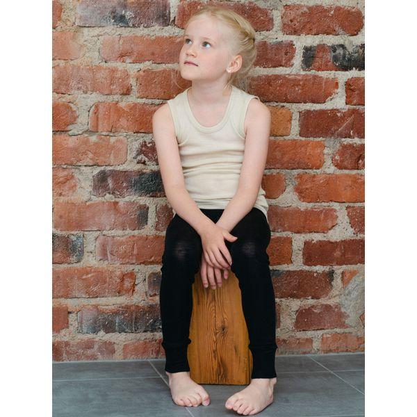 Lasten pitkälahkeiset alushousut silkkivillaa - Musta