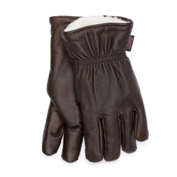 Nahkahanskat – Nahkasormikkaat miehille villavuorilla – ruskea
