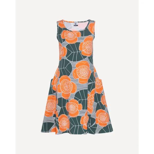 KIIRA mekko, Ulpukka, tummanvihreä - oranssi