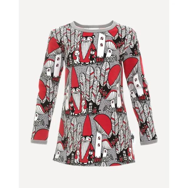VIENO tunika, Joulumetsä, harmaa - punainen