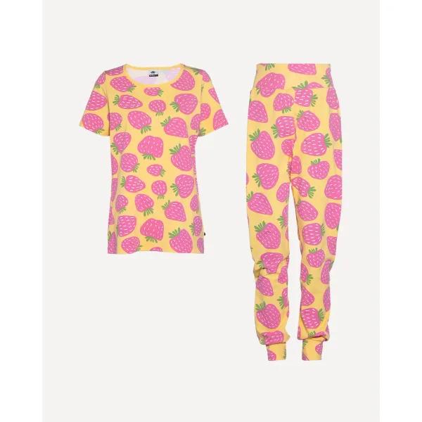 HETTA pyjama, Polka, keltainen - pinkki - metsä
