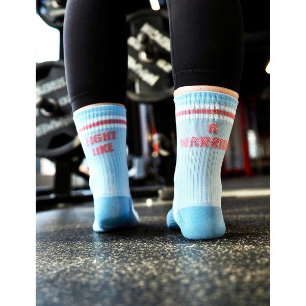 Fight like a warrior, vaaleansiniset urheilusukat