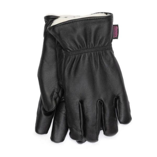 Nahkahanskat – Nahkasormikkaat miehille villavuorilla – musta