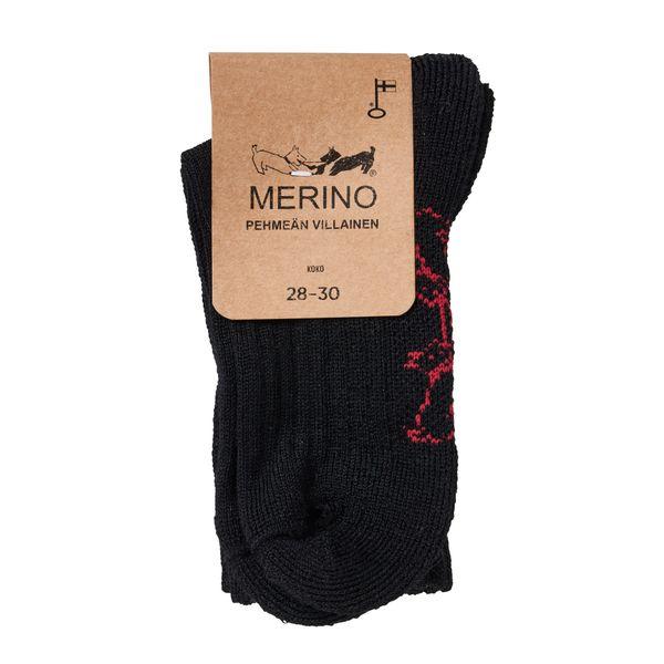 Lasten merinovillainen froteepohjasukka  - Musta