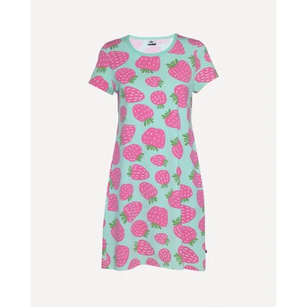 SALLA yöpaita, Polka, minttu - pinkki - metsä