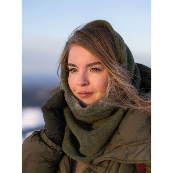 Tuubihuivi villafleeceä, leveä, sammal