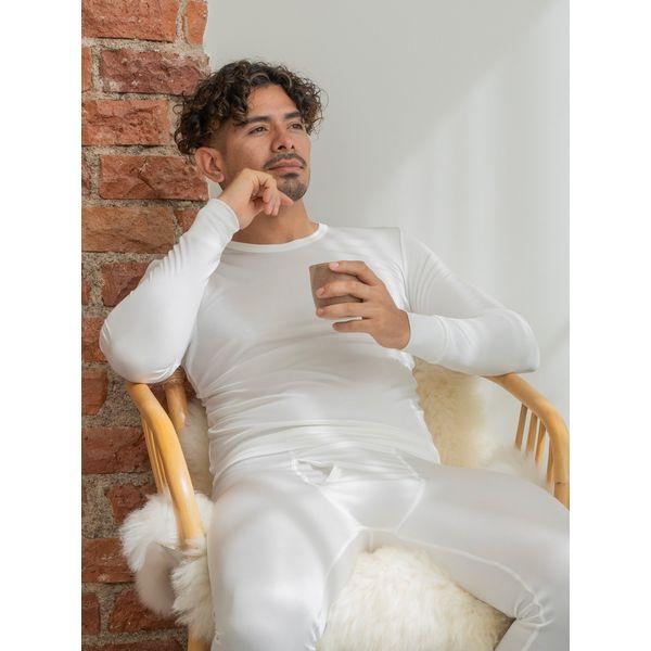 Pitkähihainen aluspaita silkkiä, unisex - Valkoinen