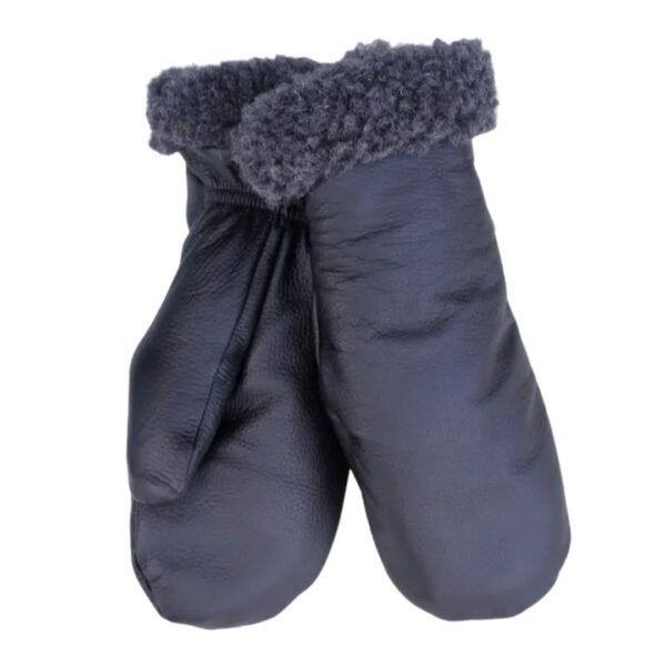 Miesten hanskat – Nahkarukkaset miehille 100% merinovillavuorilla – musta – peurannahka