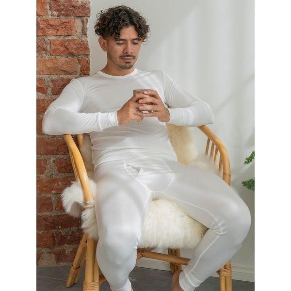 Miesten pitkät alushousut silkkiä - Valkoinen