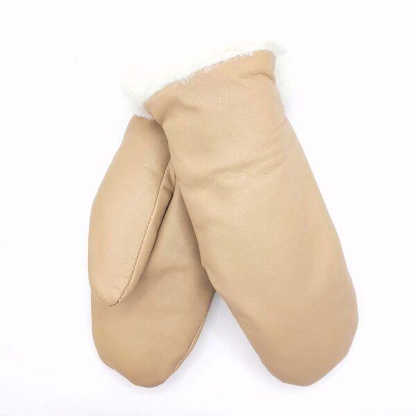 Nahkarukkaset naisille villavuorilla – beige
