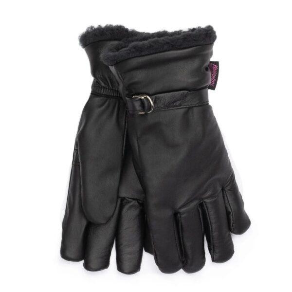 Nahkahanskat – Naisten nahkasormikkaat villavuorilla – musta