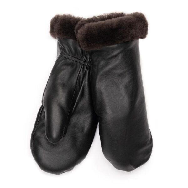 Lämpimät hanskat – Nahkarukkaset miehille turkisvuorilla – musta