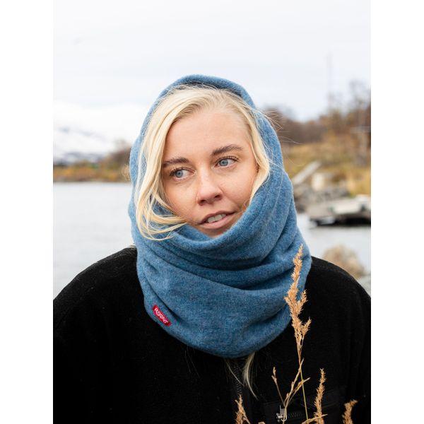 Tuubihuivi villafleeceä, leveä, taivaansininen