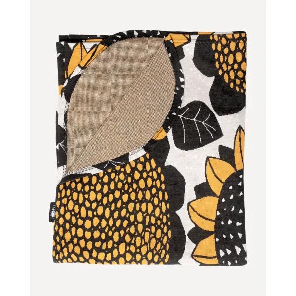 TORKKUPEITTO jacquard, Auringonkukka, okra - luonnonvalkoinen