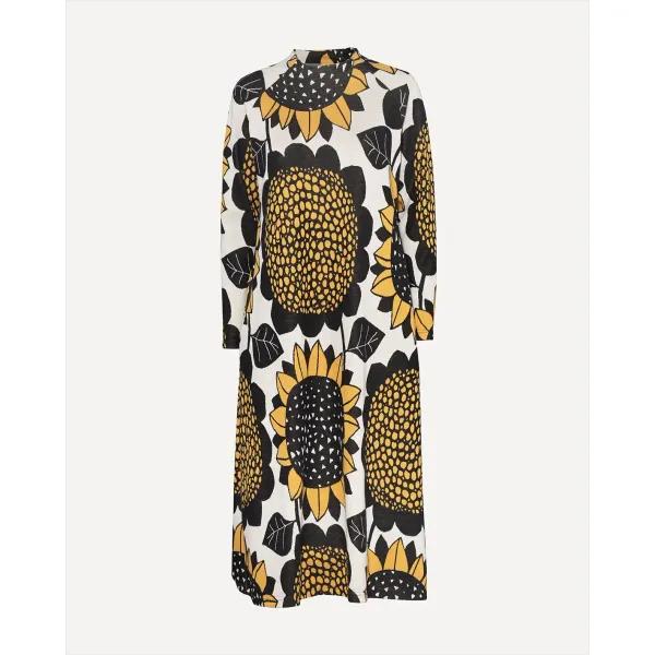 ALVA mekko, Auringonkukka, okra - luonnonvalkoinen